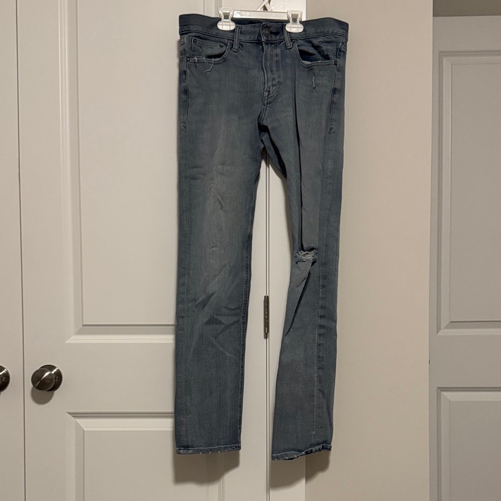 Express Men's Slim Straight Jeans - Light Blue